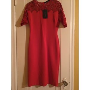 Zara orangy red dress w/flower crochet detail